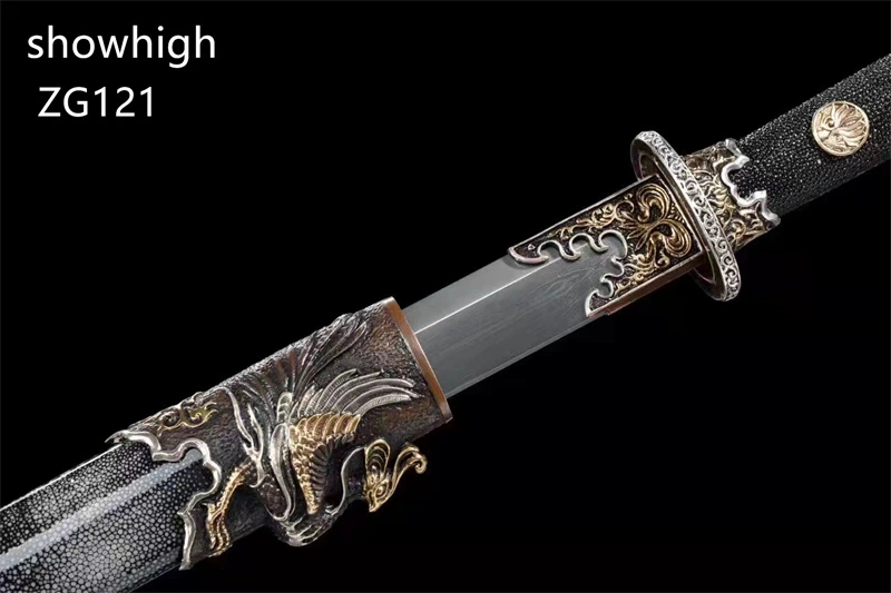 high quality dragon and peacock damascus sword ZG121