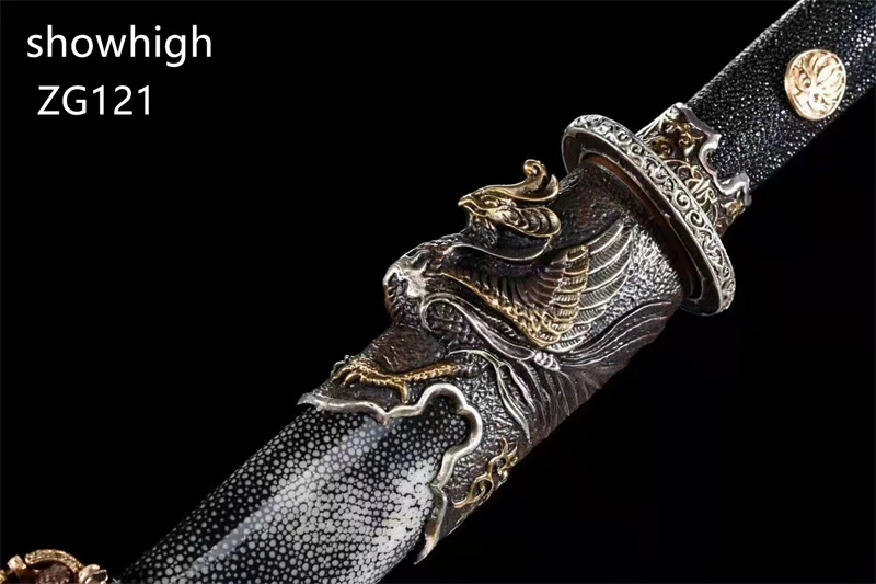 high quality dragon and peacock damascus sword ZG121