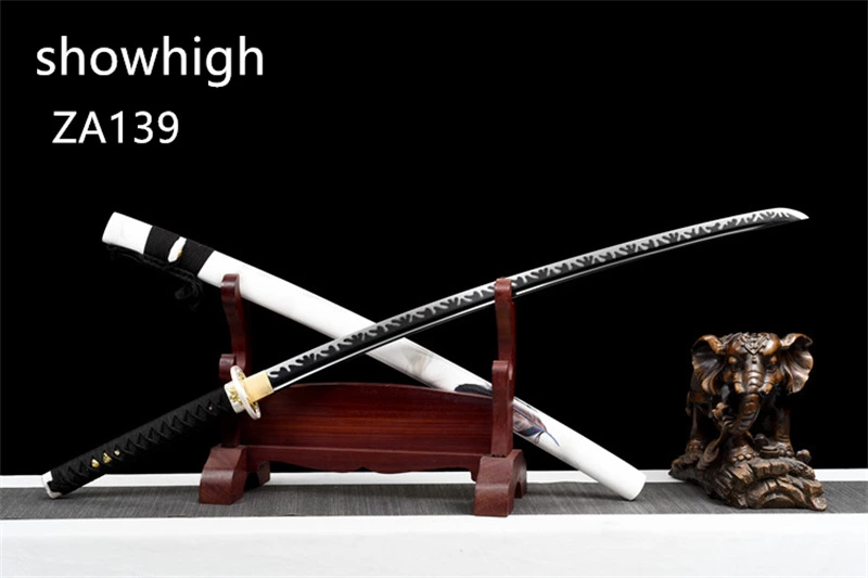 fancy hamon black katana sword ZA139
