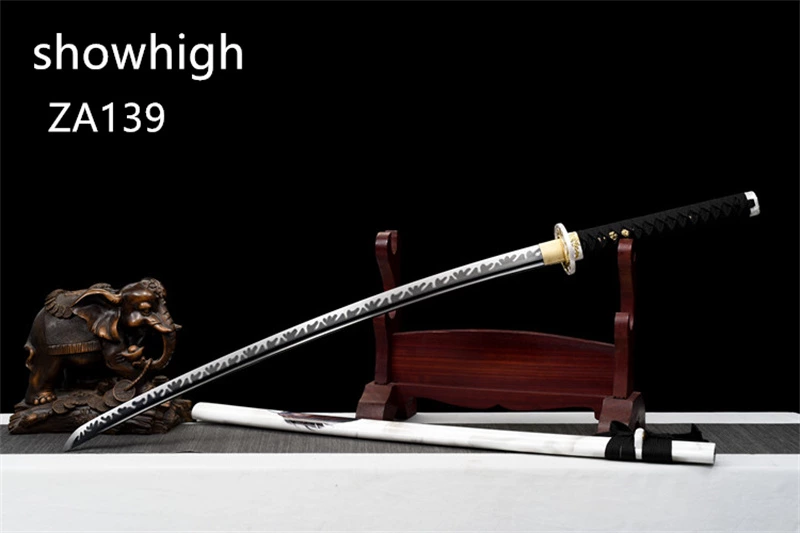 fancy hamon black katana sword ZA139