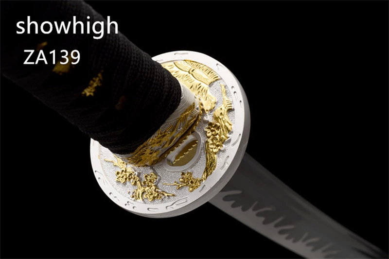fancy hamon black katana sword ZA139