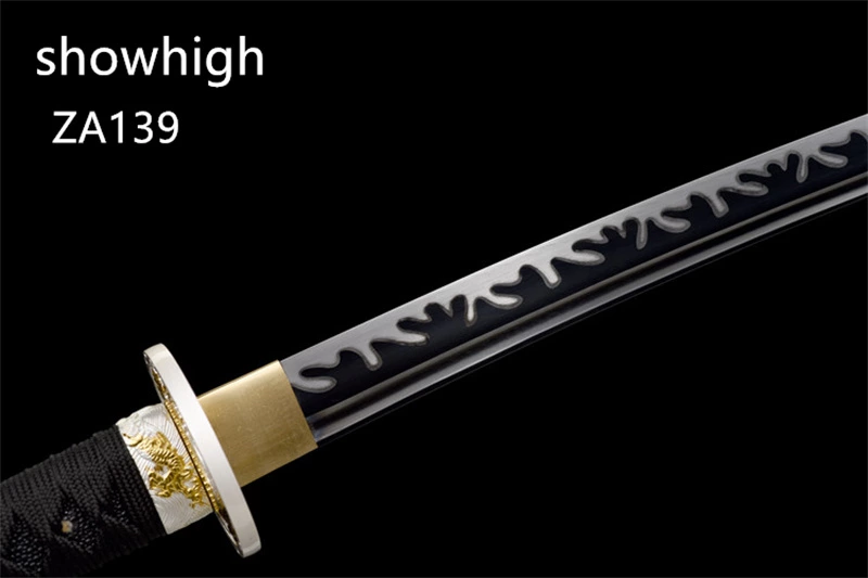 fancy hamon black katana sword ZA139