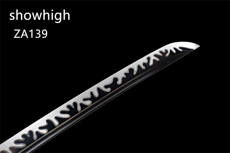 fancy hamon black katana sword ZA139