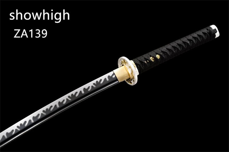 fancy hamon black katana sword ZA139