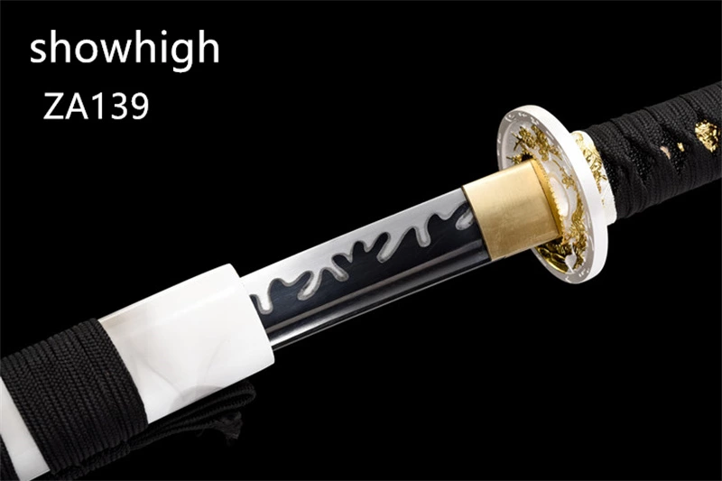 fancy hamon black katana sword ZA139