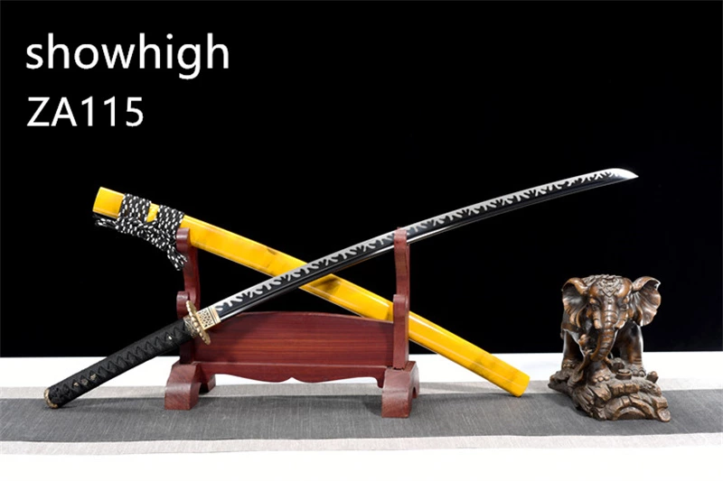 hand forged high carbon steel black katana sword ZA115