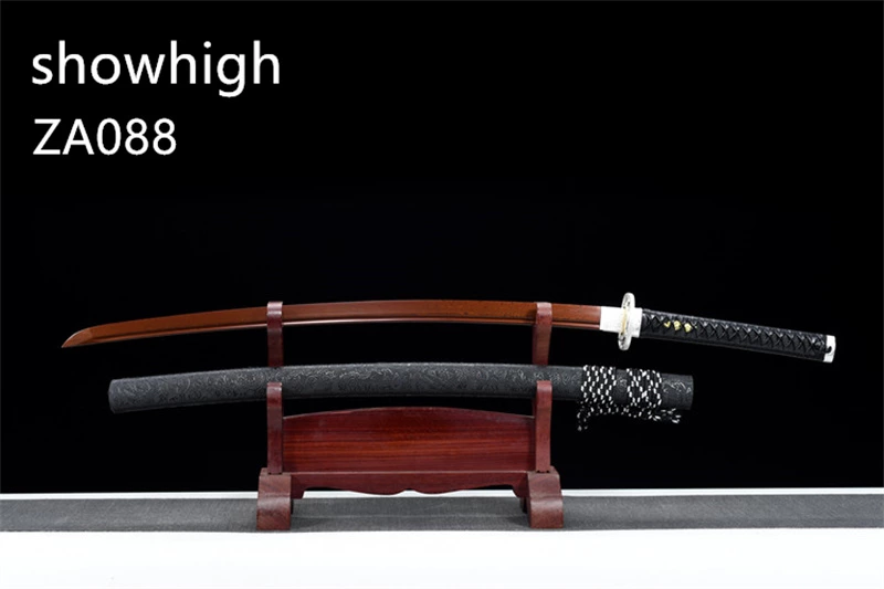 red  damascus katana sword ZA088