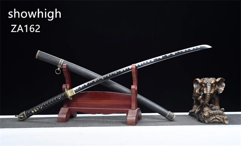 handmade black carbon steel military katana sword ZA162
