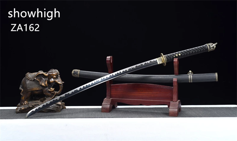 handmade black carbon steel military katana sword ZA162