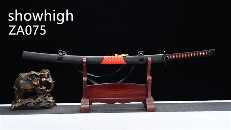 T10 real hamon black katana sword ZA075