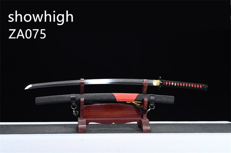 T10 real hamon black katana sword ZA075
