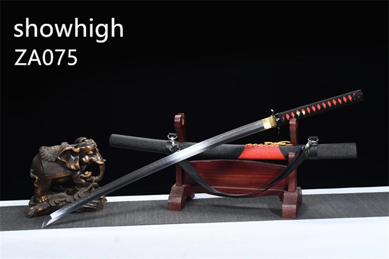 T10 real hamon black katana sword ZA075
