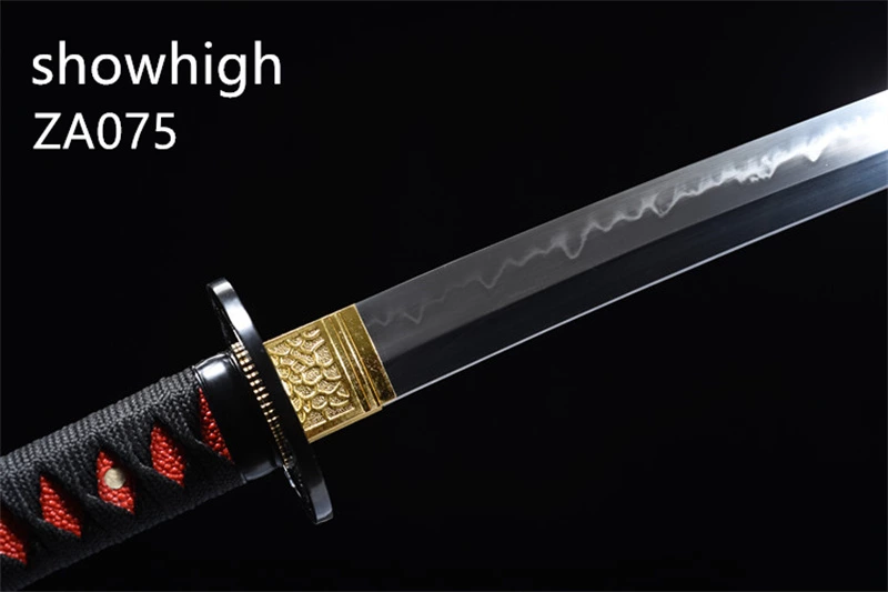 T10 real hamon black katana sword ZA075