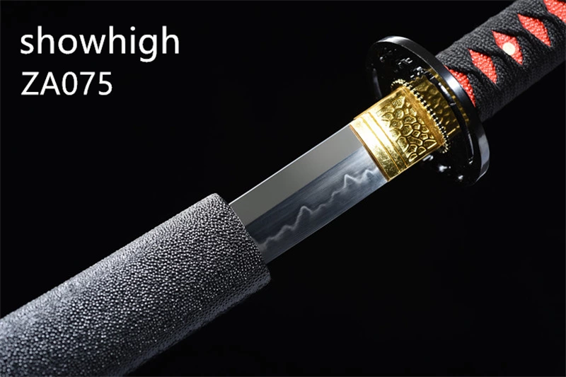 T10 real hamon black katana sword ZA075
