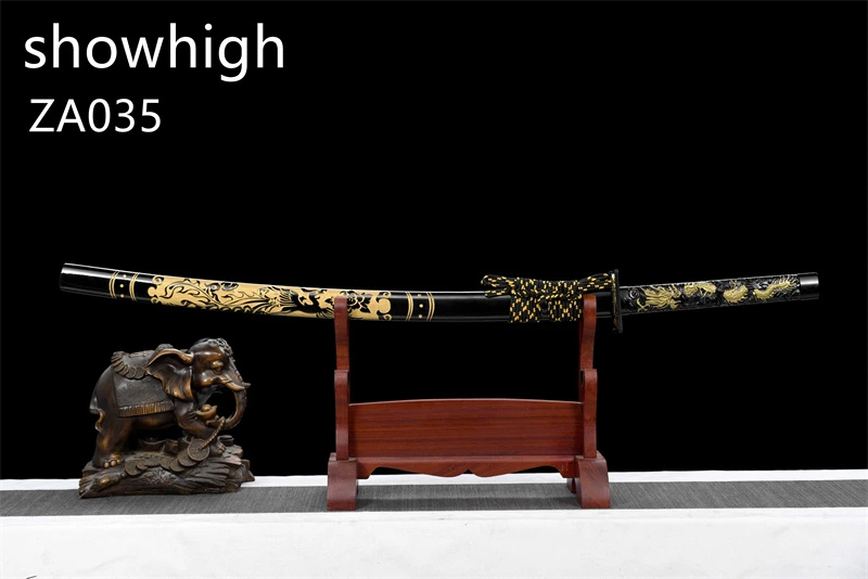 mirror polished high carbon phoenix and dragon katana sword  ZA035