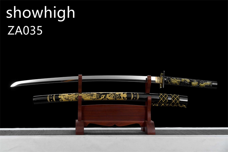 mirror polished high carbon phoenix and dragon katana sword  ZA035