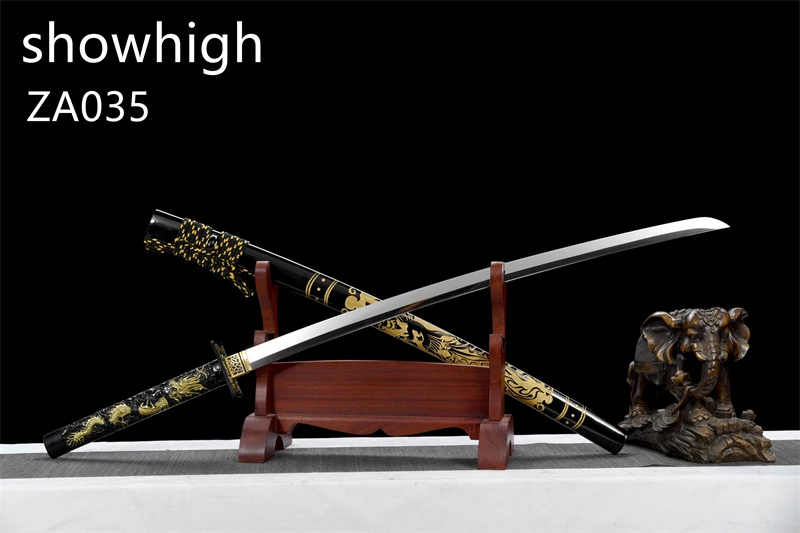 mirror polished high carbon phoenix and dragon katana sword  ZA035