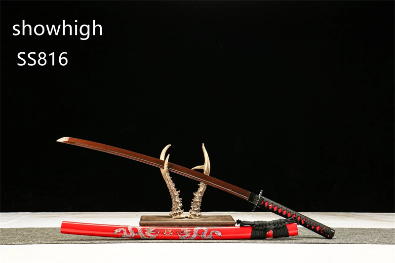 handmade red damascus katana sword SS816