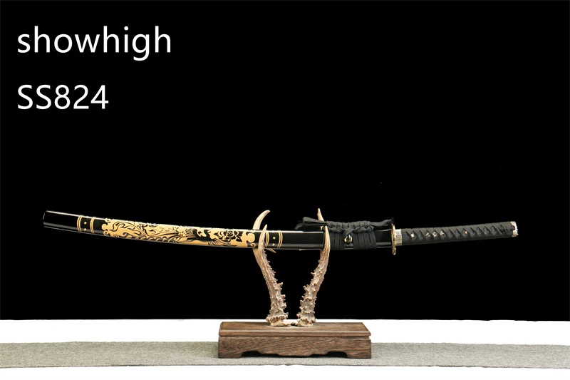 Handmade black katana  phoenix sword SS824