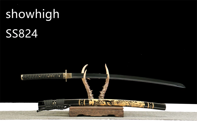 Handmade black katana  phoenix sword SS824