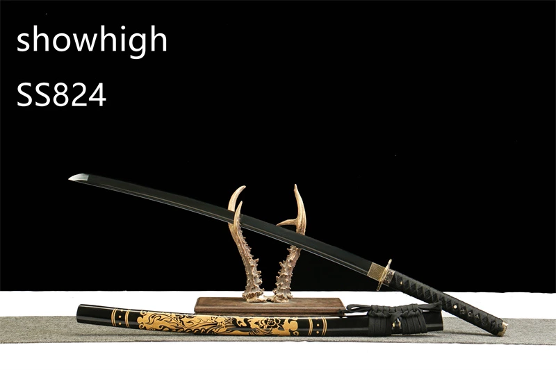 Handmade black katana  phoenix sword SS824