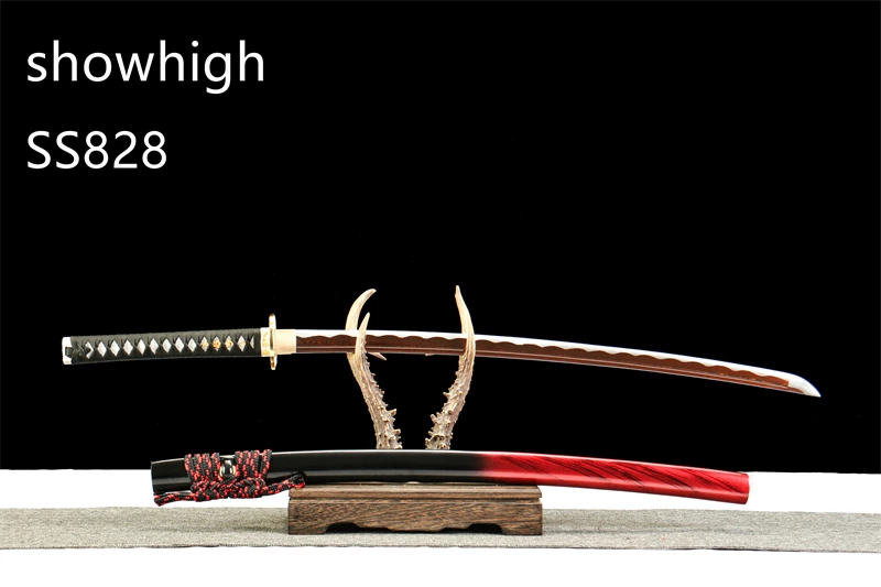 functional red damascus katana sword  SS828
