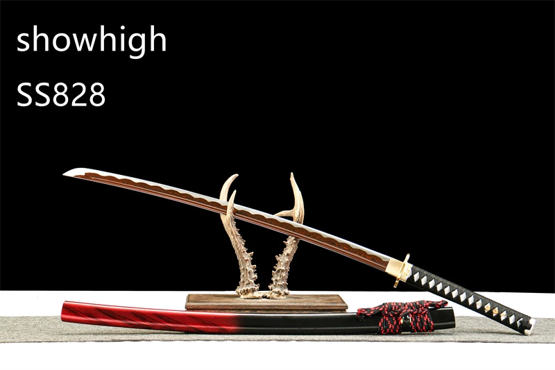 functional red damascus katana sword  SS828