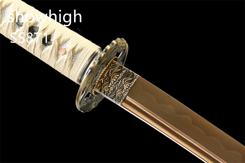 gold T10 real hamon katana sword SS871