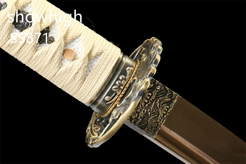 gold T10 real hamon katana sword SS871