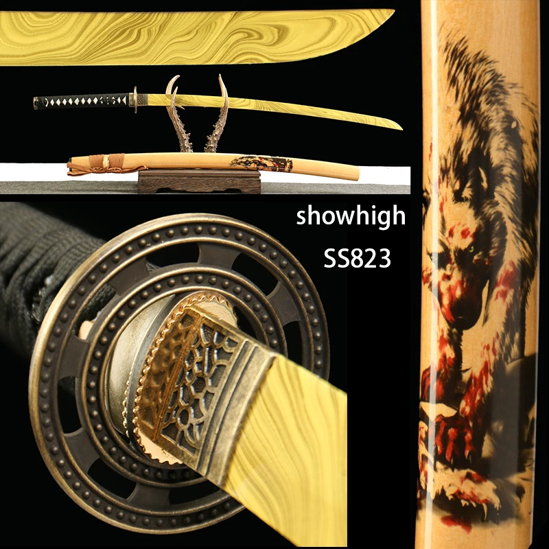 handmade carbon steel wolf katana sword SS823