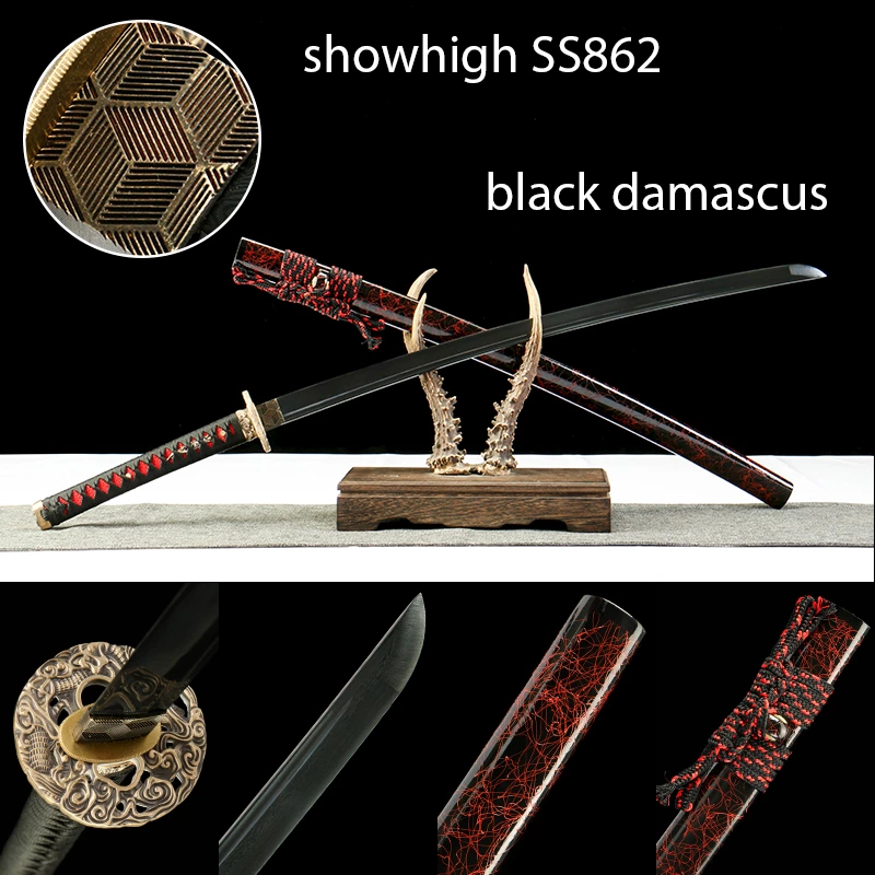 black damascus katana sword ss862