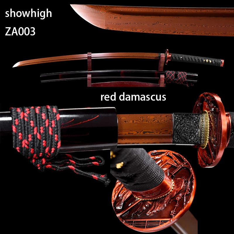red damascus katana sword ZA003