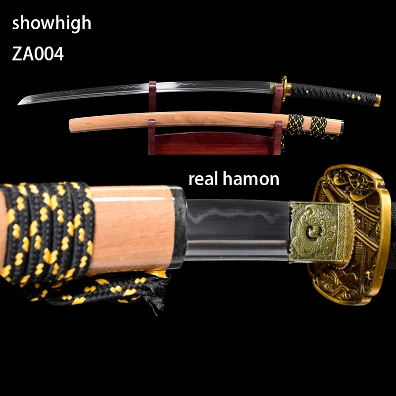 T10 clay tempered real hamon katana sword ZA004