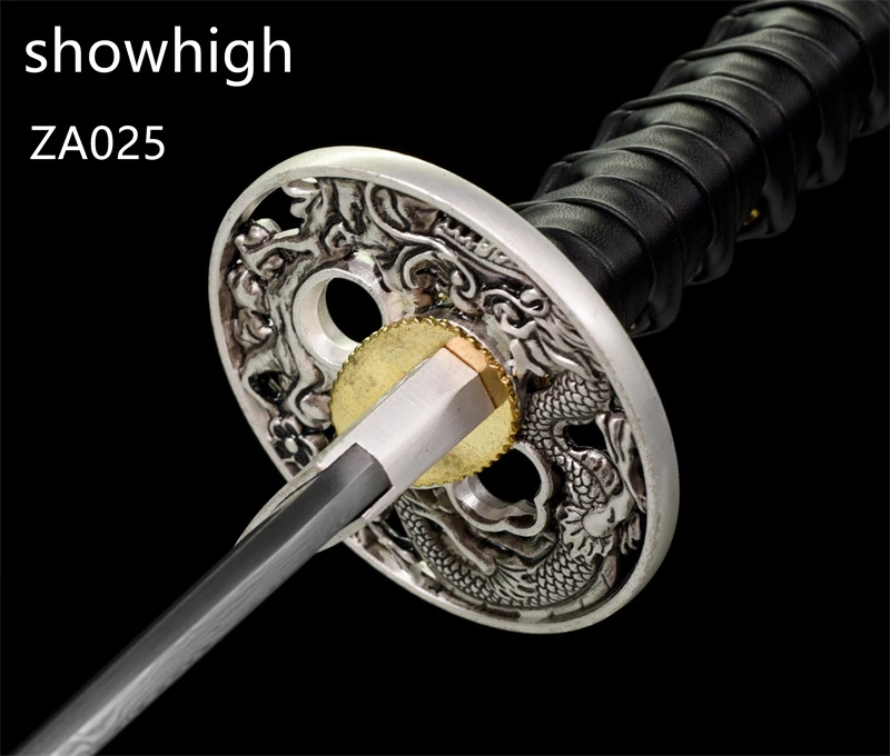 silver dragon damascus katana sword ZA025