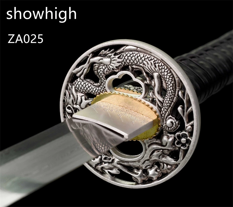 silver dragon damascus katana sword ZA025