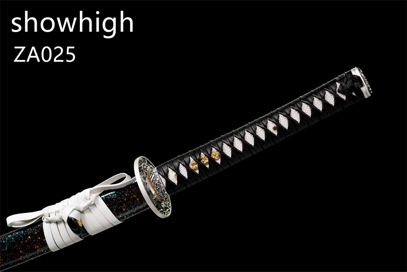silver dragon damascus katana sword ZA025