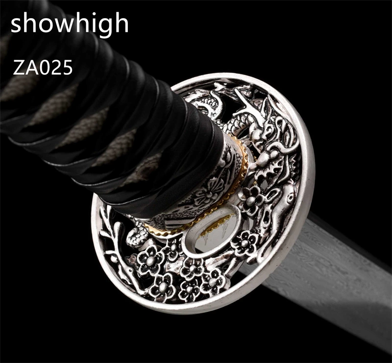 silver dragon damascus katana sword ZA025