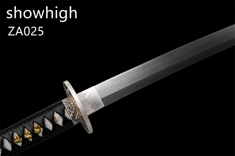 silver dragon damascus katana sword ZA025