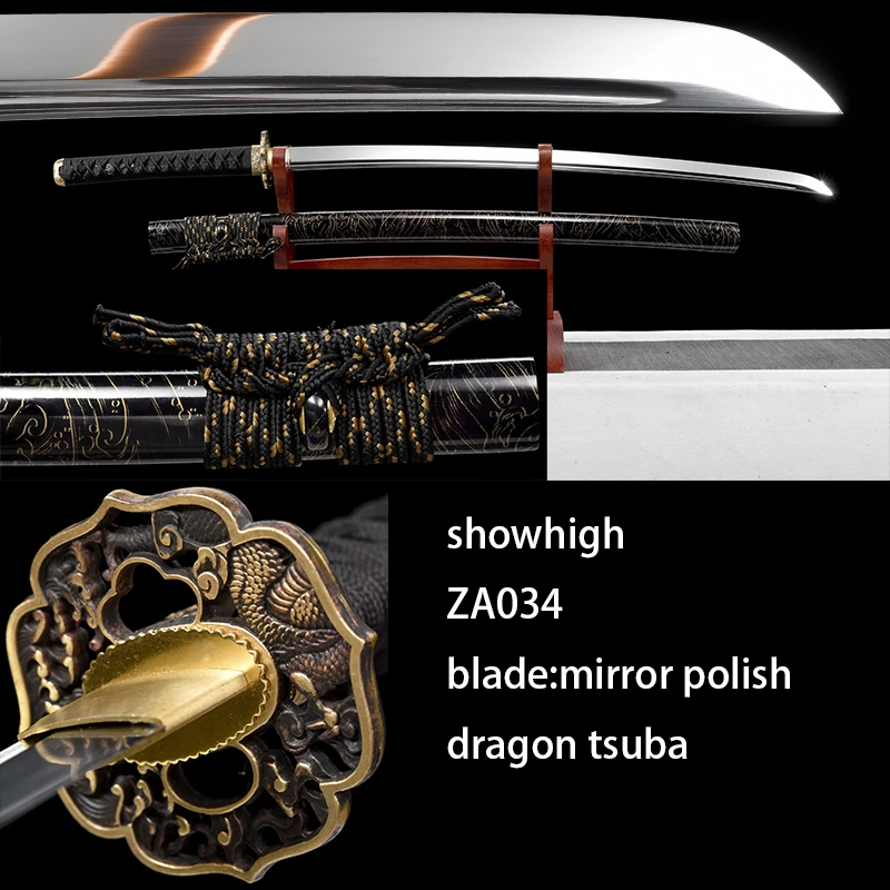 mirror polished high carbon steel katana sword ZA034