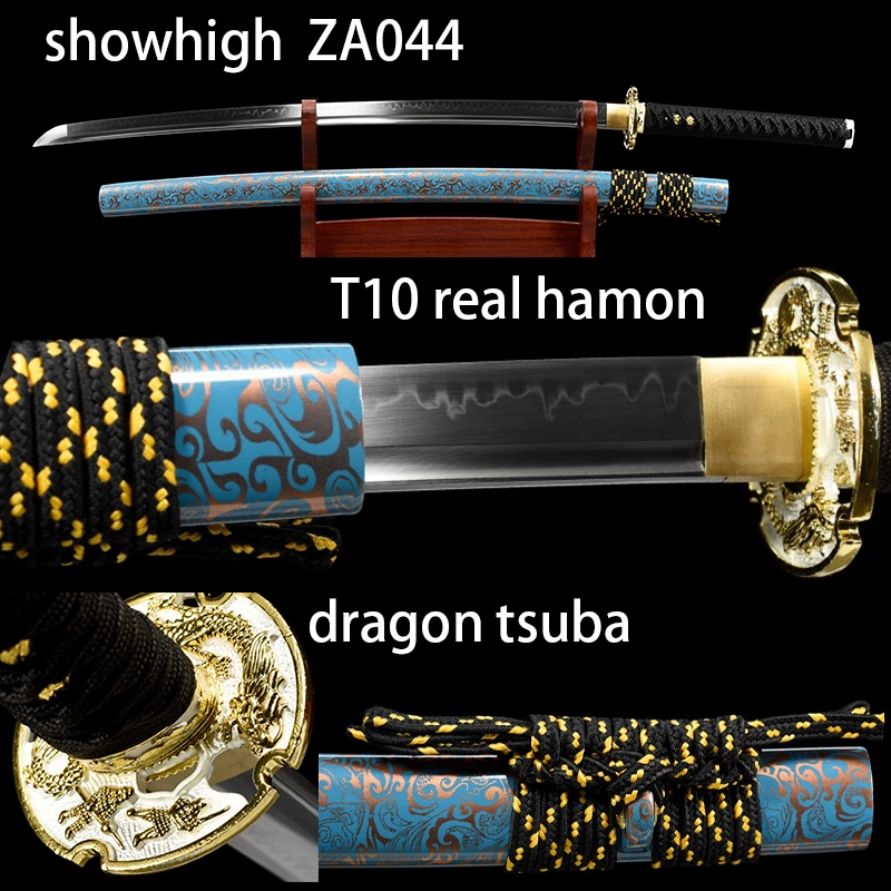 T10 real hamon dragon katana sword ZA044