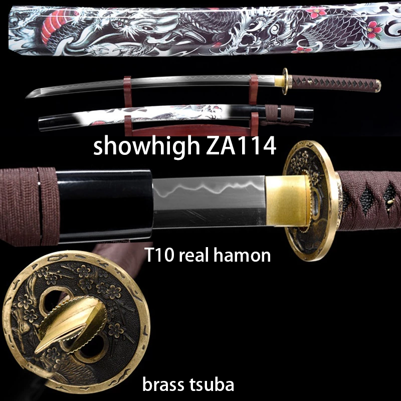 T10 real hamon dragon katana sword ZA114