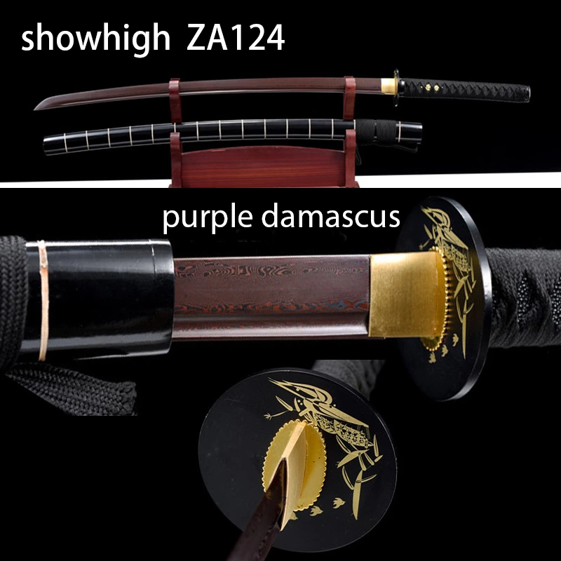 purple  damascus katana swords ZA124