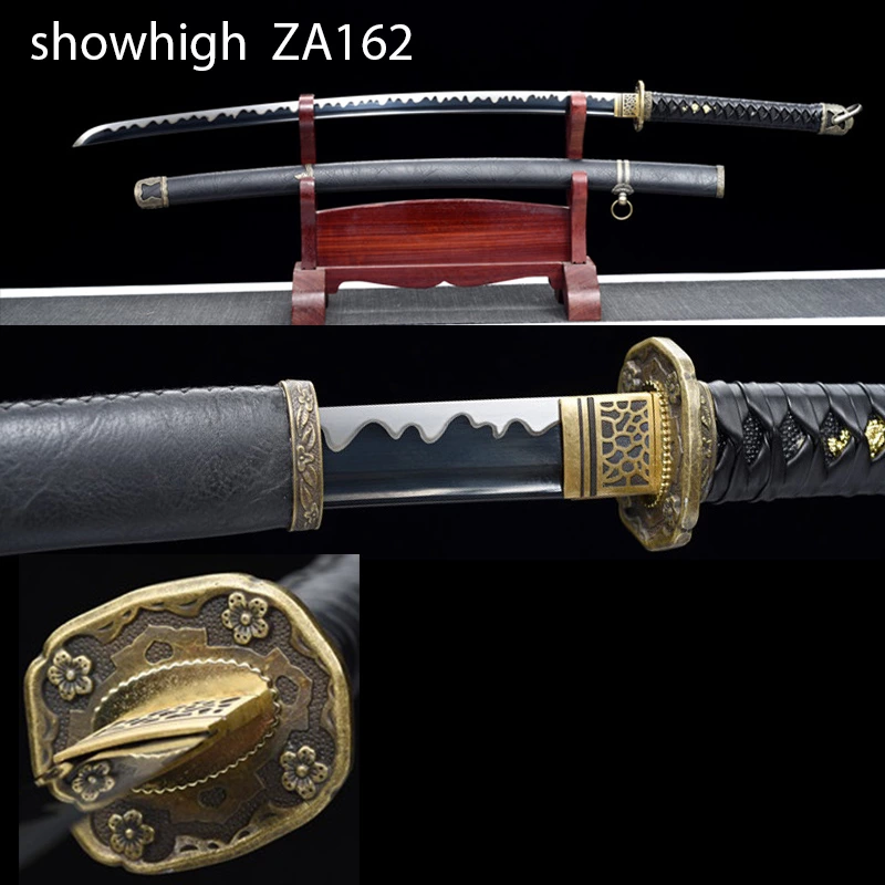 handmade black carbon steel military katana sword ZA162