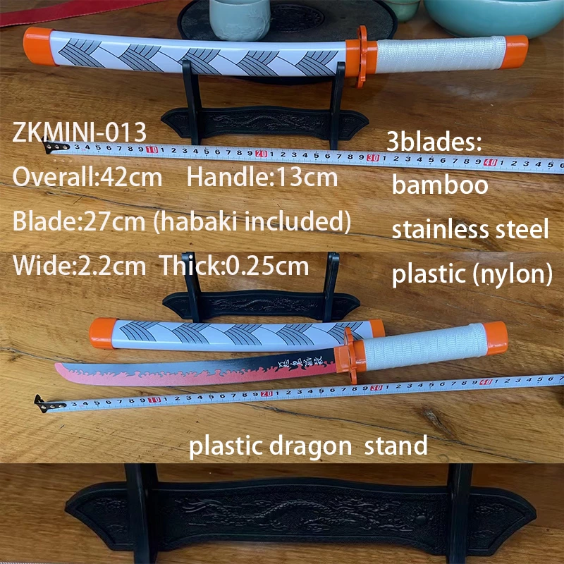 mini katana with plastic dragon stand   ZKMINI-013