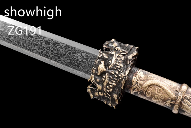 brass dragon damascus sword ZG191