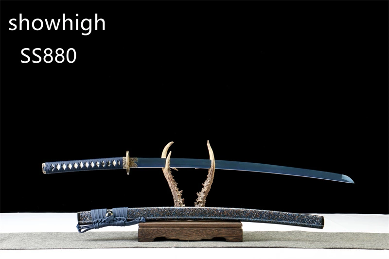 handmade  carbon steel blue katana sword  SS880
