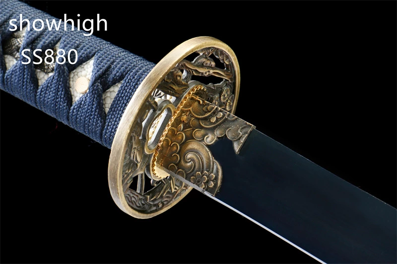 handmade  carbon steel blue katana sword  SS880