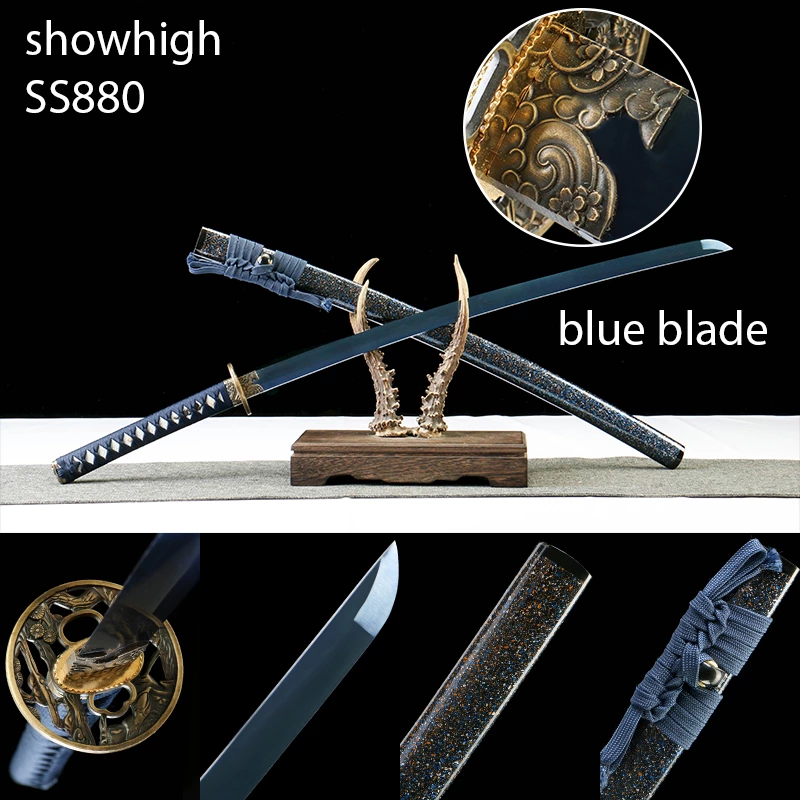 handmade  carbon steel blue katana sword  SS880