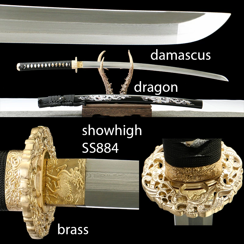 handmade three brightness damascus katana sword  SS884