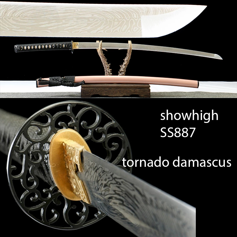 handmade tornado damascus katana sword SS887